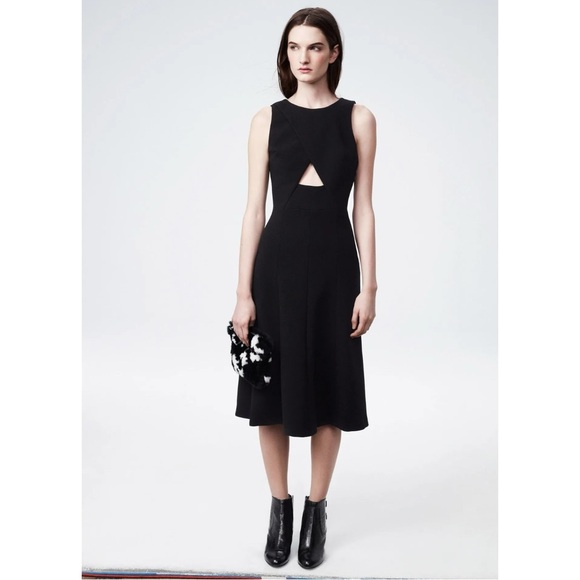 Thakoon Black Front & Back Cutout Sleeveless Midi Dress sz 6 - Picture 1 of 9